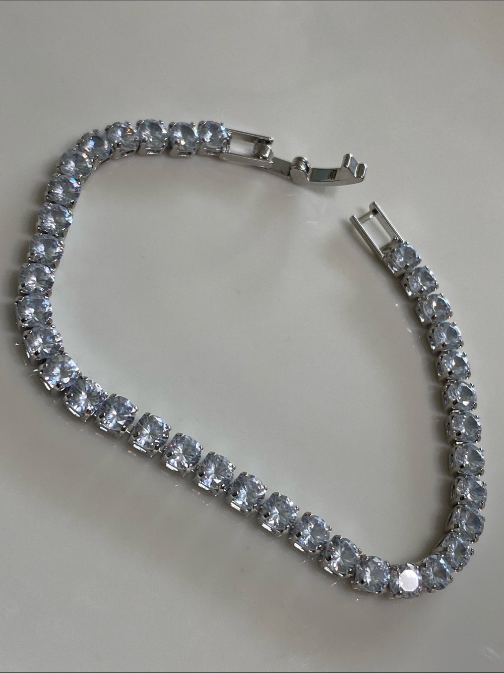 Stainless Steel Clear Crystal Tennis Bracelet